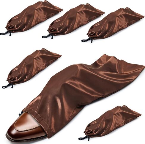 Ersmak 6 Pack Shoe Bags for Travel - Satin Shoe Bag with Drawstring - Black Shoe Storage Bags for Protecting Storage Shoes - 17.7 x 7.9 In in Saudi Arabia