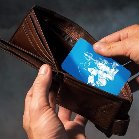 حشوات محفظة منقوشة على شكل قبعة قرش - لورد شيفا مانترا - هدية صلاة هندوسية للرجال والنساء؛ مذكرة الصلاة الهندية البسيطة in Kuwait