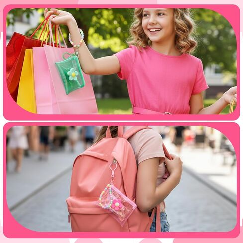 2 PCS Coin Purse Credit Card Holder, Small Cute Wallet Zipper Coin Pocket Wallet Bead Chain Keychain Pouch for Women Girls in Saudi Arabia