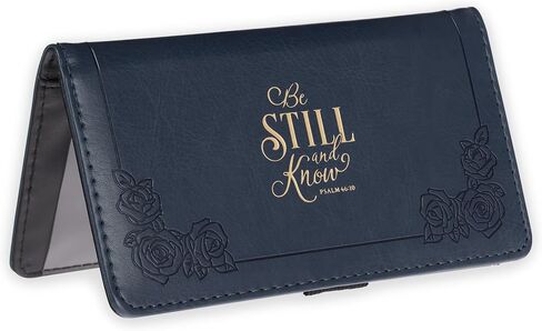 Christian Art Gifts Checkbook Cover for Women and Men with Inspirational Scripture - Be Still and Know - Navy Faux Leather Checkbook Cover for Duplicate Checks, ID, Cards & Pen Loop - Psalm 46:10 in Kuwait