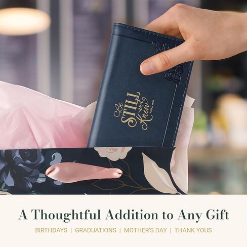 Christian Art Gifts Checkbook Cover for Women and Men with Inspirational Scripture - Be Still and Know - Navy Faux Leather Checkbook Cover for Duplicate Checks, ID, Cards & Pen Loop - Psalm 46:10 in Kuwait