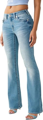 True Religion Women’s Becca Tattoo Bootcut Jeans – Mid Rise Big T Flap in Kuwait