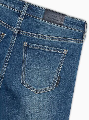 بنطلون جينز نسائي من Armani Exchange J01 Super Skinny Denim، Blue Denim، 33W x 30L in Kuwait
