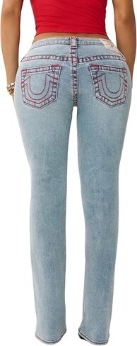 بنطال جينز Billie Big T Stitch المستقيم للنساء من True Religion - ارتفاع متوسط، قماش دينم مطاطي، تصميم مستقيم للساق in Kuwait