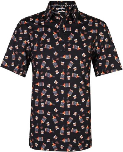 TattooGolf 19th Hole Whiskey Cool-Stretch Men's Golf Shirt (Bourbon) in Saudi Arabia