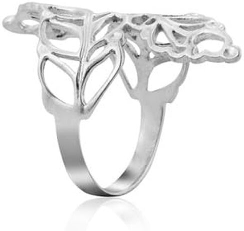 Mimi 925 Sterling Silver Elegant Long Bypass Leaf Ring in Saudi Arabia