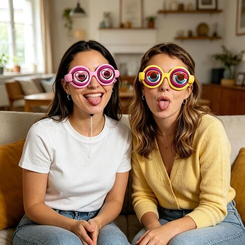 4 PCS Blinking Eye Glasses for Adults, Funny Crazy Eyes Blinking Glasses, Fun Props Glass for Party, Photos, Performances, Novelty Adult Gifts & Prank Stuff (Yellow, Pink, Black, Green) in Kuwait