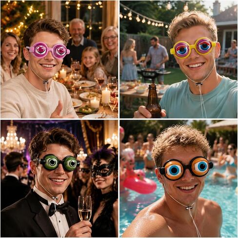 4 PCS Blinking Eye Glasses for Adults, Funny Crazy Eyes Blinking Glasses, Fun Props Glass for Party, Photos, Performances, Novelty Adult Gifts & Prank Stuff (Yellow, Pink, Black, Green) in Kuwait