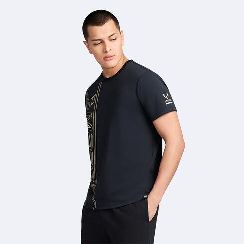 Messi Men's Lifestyle Side Track Poly Tee, Standard Fit T-Shirt, Polyester & Spandex in Saudi Arabia