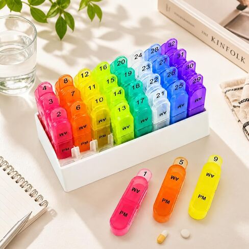 Generic Monthly Pill Organizer 32 Large Compartments Travel Case in Kuwait