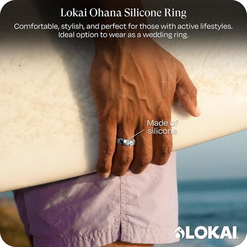 Lokai Silicone Ring for Men & Women, Classic Ring - Ohana - Ultra Comfort, Premium Silicone Rings for Active Lifestyle & Wedding Bands - Durable & Breathable Rubber Rings in Kuwait