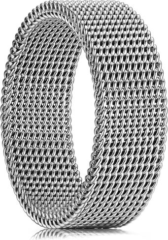 King Ring 8-10mm Woven Mesh Rings – Stainless Steel Bands for Men & Women – Designed in USA in Saudi Arabia