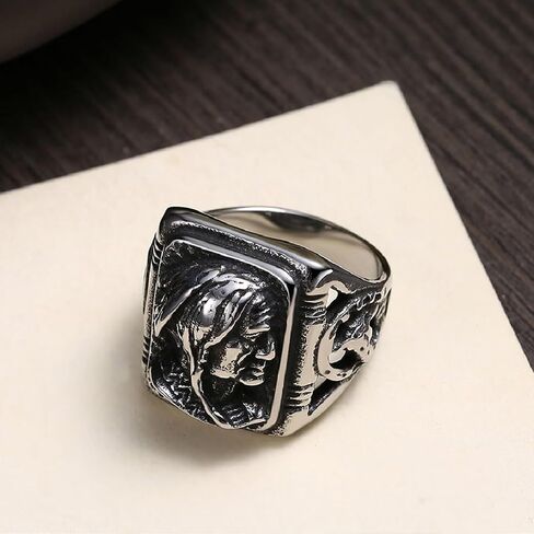 Indian Chief Biker Ring for Men Tribal Warrior Ring, Vintage Indian Chief Ring Punk Chief Head Ring Men’s Indian Chief Jewelry Silver Native Indian Chief Ring Antique Chief Head Ring in Saudi Arabia