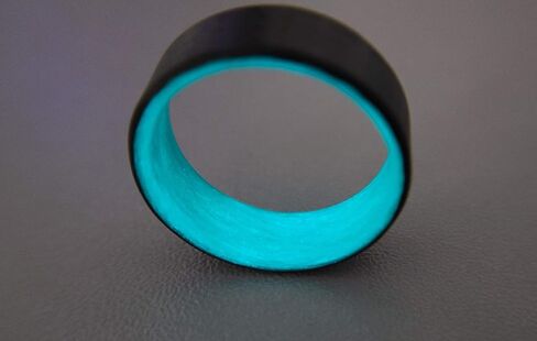 Handmade Ring Band - Men's or Women's Carbon Fiber Twill Ring with Teal Glow Interior, Matte Finish, Glow-in-the-Dark, Durable, Waterproof, Sizes 4-16, Custom Band Widths in Saudi Arabia