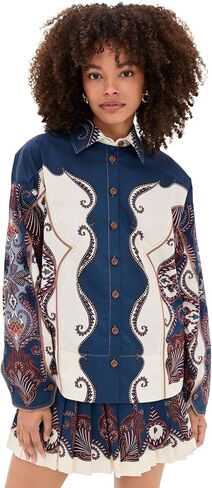 FARM Rio Women's Arabesque Scarf Sand Long Sleeve Shirt in Saudi Arabia
