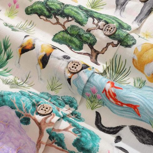 YIUME Women's Hawaiian Shirt Japanese Cat Garden By Catherine Rowe Cotton Button-up Short Sleeve in Saudi Arabia