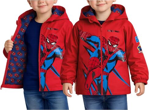 Disney Toddler Boys Spiderman Rain Jacket - Cars Lightning McQueen Lightweight Waterproof Kids Rain Coat with Hood (2T-6) in Kuwait