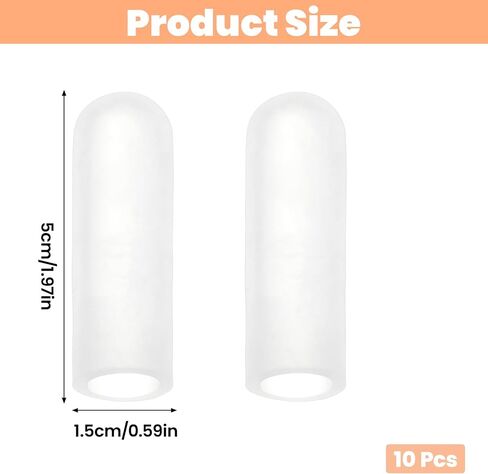 10 Pcs Silicone Finger Protectors, Gel Finger Cots Sleeves Reusable Soft Elastic Fingers Covers Thumb Guard Fingers Bandages for Pain Relief, Thumb Cover and Fingertip Protection (White) in Kuwait