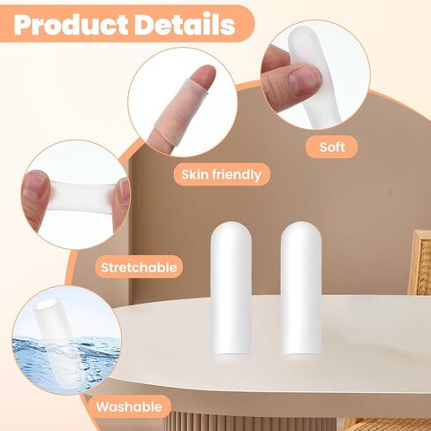 10 Pcs Silicone Finger Protectors, Gel Finger Cots Sleeves Reusable Soft Elastic Fingers Covers Thumb Guard Fingers Bandages for Pain Relief, Thumb Cover and Fingertip Protection (White) in Kuwait