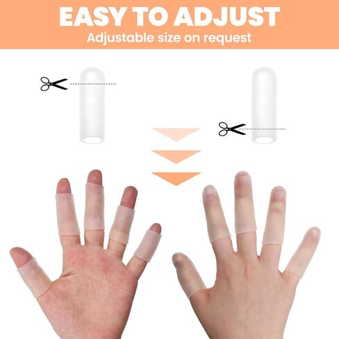 10 Pcs Silicone Finger Protectors, Gel Finger Cots Sleeves Reusable Soft Elastic Fingers Covers Thumb Guard Fingers Bandages for Pain Relief, Thumb Cover and Fingertip Protection (White) in Kuwait