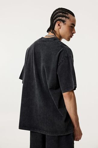 KEEPSHOWIN Men's Vintage Oversized Acid Wash T-Shirts Heavyweight Cotton Washed Loose Fit Unisex Basic Tee Shirts in Saudi Arabia