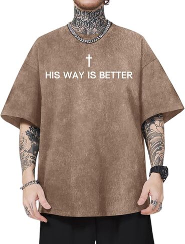 BeWithYou Christian Shirts for Men Jesus Faith Shirt Bible Verse Graphic Tees Oversized Religious Vintage Acid Wash T Shirts in Saudi Arabia