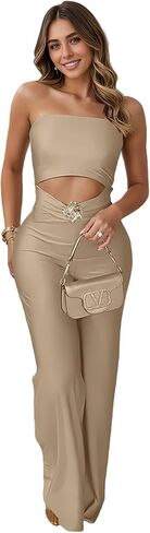 CUTUBLY Women’s Strapless Tube Jumpsuit for Birthday Party,Club,Vacation Dinner,Date Night in Saudi Arabia