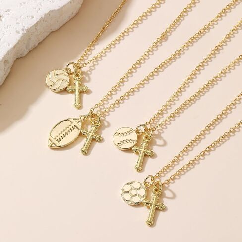 Volleyball/Softball/Soccer/Cheer Necklace for Girls Women Faith Cross Pendant Sports Accessories Christian Christmas Birthday Gifts for Team Coaches Players in Saudi Arabia