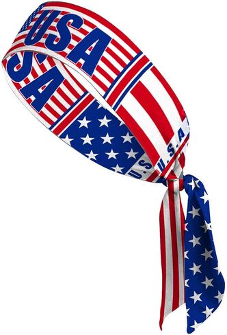 Sports Tie Headband Bandana Running Athletic Sweat Band Elastic Adjustable Sport Head Tie for 4th of July Head Ties in Saudi Arabia