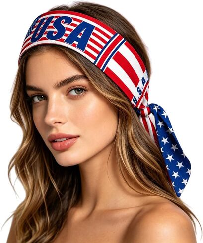 Sports Tie Headband Bandana Running Athletic Sweat Band Elastic Adjustable Sport Head Tie for 4th of July Head Ties in Saudi Arabia