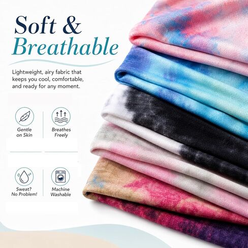 Headbands for Women, 8 Pcs Tie Dye Hair Bands Non-Slip Moisture Wicking Sports Wide Head Bands Stretchy Sweatbands Headband Elastic Workout Hairband Accessories for Fashion Sports Yoga Running in Saudi Arabia