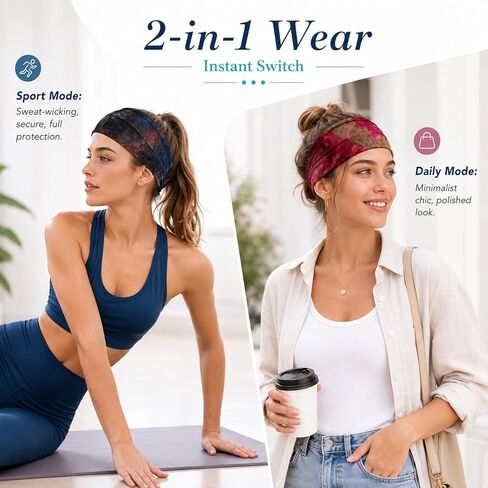 Headbands for Women, 8 Pcs Tie Dye Hair Bands Non-Slip Moisture Wicking Sports Wide Head Bands Stretchy Sweatbands Headband Elastic Workout Hairband Accessories for Fashion Sports Yoga Running in Saudi Arabia