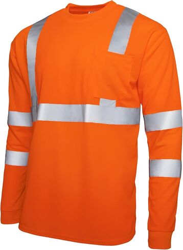 JORESTECH High-Visibility Long Sleeve Safety Shirt, ANSI/ISEA 107 Type R Class 3 Compliant, Reflective Tape, Birdseye Fabric with Chest Pocket Orange in Saudi Arabia