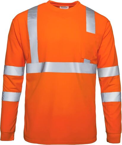 JORESTECH High-Visibility Long Sleeve Safety Shirt, ANSI/ISEA 107 Type R Class 3 Compliant, Reflective Tape, Birdseye Fabric with Chest Pocket Orange in Saudi Arabia