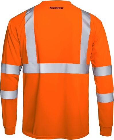 JORESTECH High-Visibility Long Sleeve Safety Shirt, ANSI/ISEA 107 Type R Class 3 Compliant, Reflective Tape, Birdseye Fabric with Chest Pocket Orange in Saudi Arabia