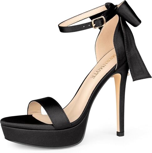 MERUMOTE Platform Stiletto Heeled Sandals Back Bow Heels Open Toe Heels for Women for Party Prom in Saudi Arabia