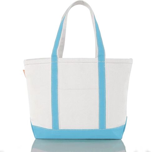 CB STATION Medium Classic Canvas Tote Bag for Women, Top Zipper Closure, Outer Pocket, Daily Essentials, Groceries, Traveling in Saudi Arabia