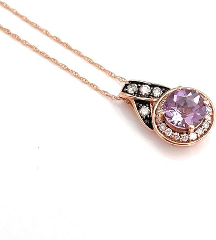LEVIAN Pendant Amethyst Chocolate and Vanilla Diamonds Necklace 0.79 cttw 14k Rose Gold in Kuwait