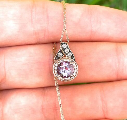 LEVIAN Pendant Amethyst Chocolate and Vanilla Diamonds Necklace 0.79 cttw 14k Rose Gold in Kuwait