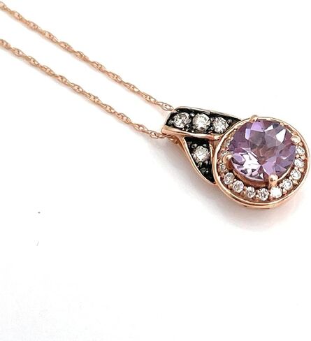 LEVIAN Pendant Amethyst Chocolate and Vanilla Diamonds Necklace 0.79 cttw 14k Rose Gold in Kuwait