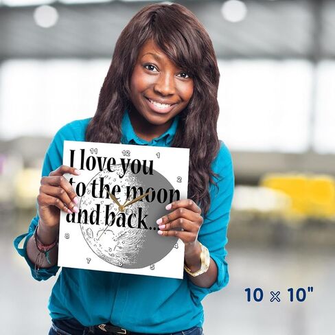 3dRose DPP_254616_1 I Love You to The Moon and Back Wall Clock, 10 x 10 in Kuwait