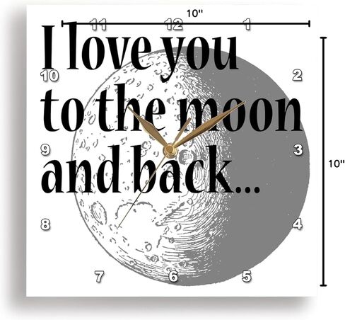 3dRose DPP_254616_1 I Love You to The Moon and Back Wall Clock, 10 x 10 in Kuwait