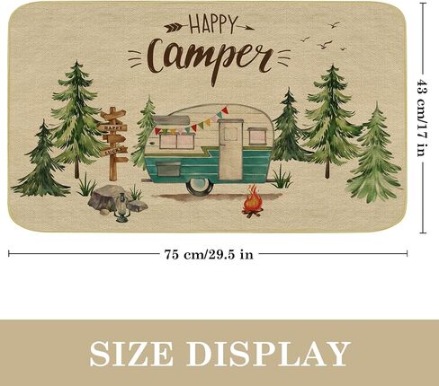 Comfoyar Camper RV Door Mat, Happy Camper Floor Mat, Welcome Rug With Rubber Backing for Shoe Scraper, Non Slip, Easy to Clean for Outside Camper Decor (17"x 30") in Saudi Arabia