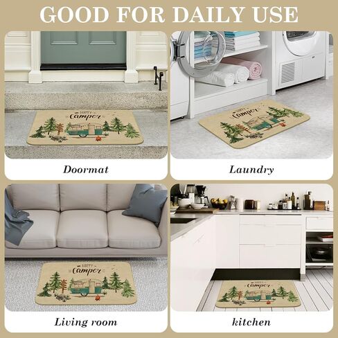 Comfoyar Camper RV Door Mat, Happy Camper Floor Mat, Welcome Rug With Rubber Backing for Shoe Scraper, Non Slip, Easy to Clean for Outside Camper Decor (17"x 30") in Saudi Arabia