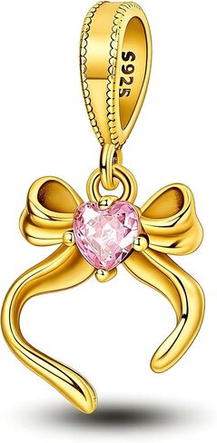 14K Gold Plating 925 Silver Charms for Bracelets And necklace Bow Evil Eye Beads Mother Day Christmas Not Fade Gold Charm for Woman Jewelry Gifts in Saudi Arabia