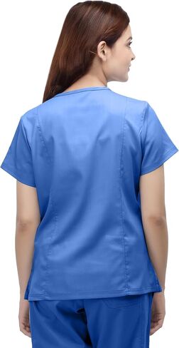 NY Threads Medical Scrub Set for Women, 1 Scrub Top and 1 Scrub Pant Loose Fit, Soft Stretch, Small, Ceil Blue in Saudi Arabia