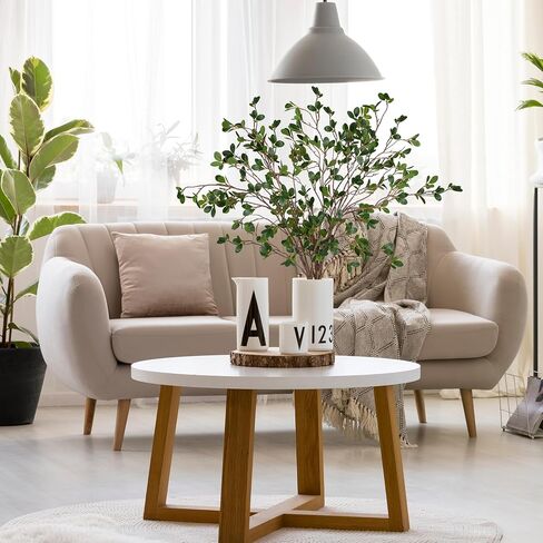 5Pcs 43.3Inch Artificial Ficus Stems, Fake Ficus Twig Plants Faux Green Leaf Spray Branch Greenery for Vase Filler Home Wedding Garden Table Decor in Saudi Arabia