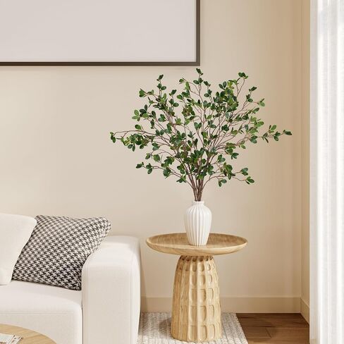 5Pcs 43.3Inch Artificial Ficus Stems, Fake Ficus Twig Plants Faux Green Leaf Spray Branch Greenery for Vase Filler Home Wedding Garden Table Decor in Saudi Arabia