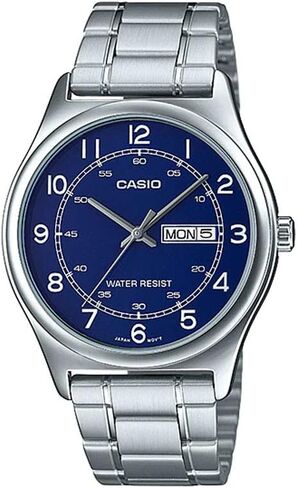 Casio MTP-V006D-2B Men's Stainless Steel Easy Reader Blue Dial Day Date Analog Dress Watch in Kuwait