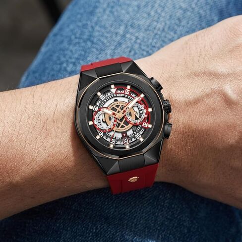 Kenneth Scott Men's Movement Watch, Chronograph Display and Silicone Strap - K26103-BSRB, Red in Saudi Arabia